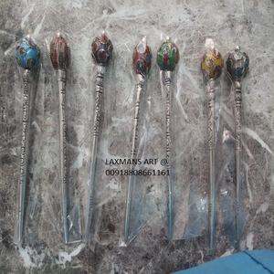 Palillos de metal con cuentas de piedra, palillos de pelo con diseño de pescado de la India, palillos de pelo de metal al por mayor - Product Image 1