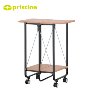 Carrito de Bar Plegable de Hierro Moderno con Superficie de Madera, Diseño Multifuncional y que Ahorra Espacio, Fácil de Montar, para Uso en el Hogar y la Cocina - Product Image 5