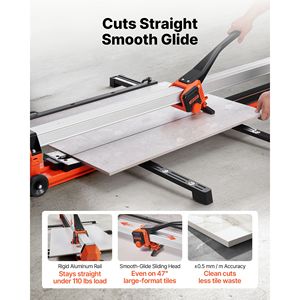 47.2 Inch Manual Tile Cutter Upgraded Rail <b>Sliding</b> Head with Precision Alignment Guide & Tungsten Carbide Wheel Support - Product Image 2