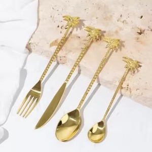 Ensemble de couverts élégants en laiton doré, collection de vaisselle de luxe pour restaurant - Product Image 5