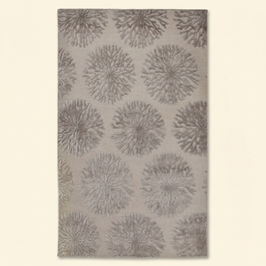 Tapis en laine à poils épais, gris corail argenté, tufté à la main, écologique, antidérapant, texturé, motif botanique, pour salon - Product Image 1