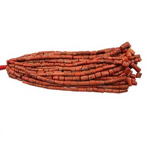 Cuentas de coral rojo italiano natural al por mayor, cuentas de coral rojo italiano en forma de tubo de 16 pulgadas para la fabricación de joyería, directamente de fábrica. - Product Image 2
