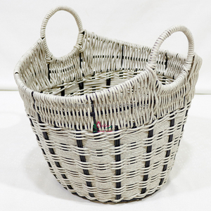 High-Quality Plastic Round <b>Woven</b> <b>Baskets</b>, Durable & Foldable Storage Organizer for Home & Laundry - Product Image 1
