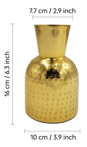 Vase à fleurs en métal doré antique fait main, centre de table décoratif pour la maison, le bureau, un mariage ou un salon - Product Image 6