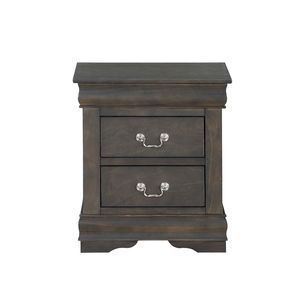 Comodino in pino massiccio grigio scuro con 2 cassetti - Product Image 3