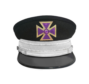 Casquette de fatigue templière artisanale, croix métallique violette, grand motif tressé or et argent - Product Image 2