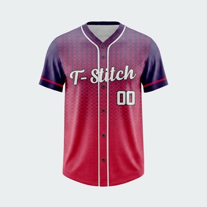 Camiseta de Béisbol para Hombre, Cuello en V, Manga Corta, Roja y Azul, con Estampado por Transferencia de Calor, Transpirable, Ecológica, Antibacteriana - Product Image 1