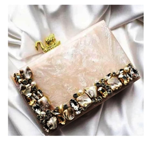 Pochette de soirée de luxe pour femme en résine époxy avec fermeture magnétique, étanche, personnalisable avec logo, motif fleur diamant - Product Image 1