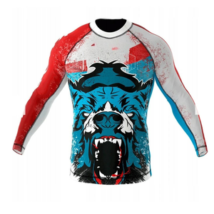 <b>Men's</b> Long Sleeve Sublimation Printed Rash Guard Quick Dry Slim Fit <b>Animal</b> Pattern T-Shirt O-Neck Sporty Style - Product Image 1