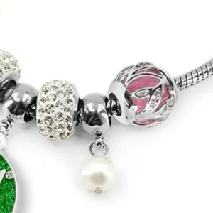 Made 2005 <b>Bracelet</b> for Women Elegant Green and <b>Silver</b> Color <b>Charm</b> Jewelry Fashion Wrist Accessory Premium Sorority Inspired - Product Image 2