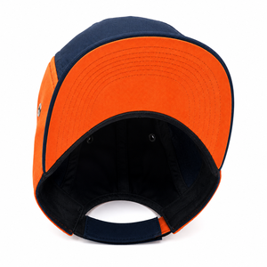 Gorra de Béisbol de Lona Unisex con Logotipo Personalizado, 5 Paneles, Cierre a Presión, Color Naranja y Azul Marino en Contraste, Estilo Urbano, Ajuste Ajustable - Product Image 3