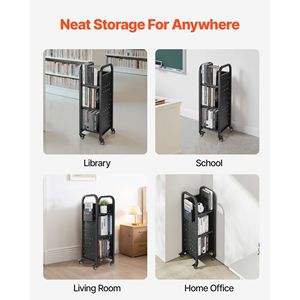 Carrello Porta Libri a L Monofacciale con Ruote, Capacità 100 kg, 32x35x93 cm - Product Image 6