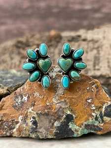 Heart Collection Kingman Turquoise <b>Adjustable</b> <b>Ring</b> Handmade Sterling Silver Southwestern Boho Statement Jewelry Artisan Gift - Product Image 1