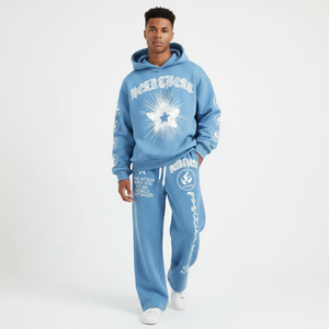 Conjunto Deportivo Personalizado para Hombre, 2 Piezas, Sudadera Lavada, Resistente al Viento, Tallas Grandes, Estampado Digital - Product Image 5