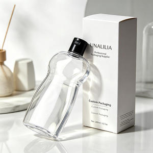 Bouteille plate en plastique transparent de 200 ml pour huile corporelle, crème de soin de la peau, emballage cosmétique personnalisé - Product Image 3