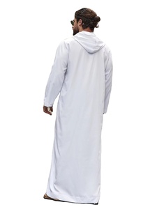 Robe de prière décontractée en coton pour hommes, couleur unie, respirante, vêtements musulmans confortables avec poches - Product Image 2