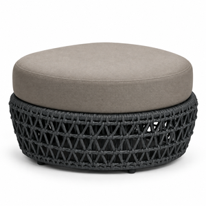 Fauteuil de jardin moderne en osier gris foncé avec coussin taupe et ottoman, une place - Product Image 5