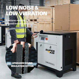 ضاغط هواء صناعي لولبي PMVF بقوة 7.5 كيلو واط، 220 فولت، محمول، متين وهادئ مع خزان تجفيف لورشة تصنيع المعادن - Product Image 5