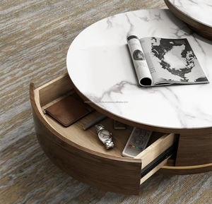 Table moderne industrielle en bois avec marbre travail maison meubles de salon table à thé table design - Product Image 3