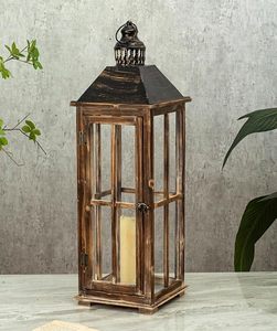 Rustic Wooden Glass Candle <b>Lantern</b> <b>Set</b> Farmhouse Decorative <b>Lanterns</b> for Home Wedding Patio Table Centerpiece - Product Image 6