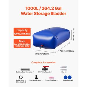 Sacca per Acqua Pieghevole Portatile da 264,2 Galloni, Contenitore Morbido Resistente agli Strappi e alle Perdite per Escursionismo - Product Image 2