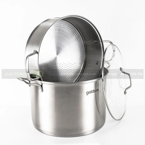 Pot à vapeur en acier inoxydable avec couvercle, cuiseur vapeur Durable et brillant à trois couches, vente en gros - Product Image 2