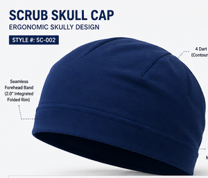 <b>Scrub</b> Skull <b>Cap</b> SC-002 Blue Unisex Adult Casual Hat Breathable 100% Polyester Four Seasons Business Services Headwear silk lined - Product Image 1