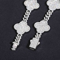 Bracelet gourmette en argent sterling 925 avec moissanite et pierres de diamant, style mode, pour la vente en gros de bijoux fins, de marques de mode