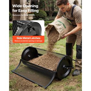 Spargiconcime da 44 Pollici con Manico per Spingere/Tirare, Spargitore Portatile per Torba e Muschio da Giardino con 4 Altezze Regolabili, in Acciaio Verniciato a Polvere - Product Image 5