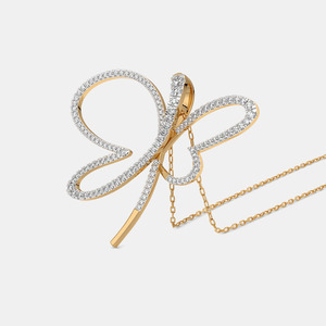 Collier pendentif papillon en or jaune 14 carats avec diamant de laboratoire - Product Image 2