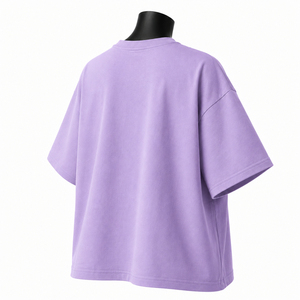 เสื้อยืดโอเวอร์ไซส์สีม่วงสำหรับผู้หญิง ผ้าฝ้าย สวมใส่สบาย ทรงหลวม คอกลม แขนสั้น พิมพ์ลาย เสื้อฤดูร้อน ราคาถูก รับสั่งทำ - Product Image 4