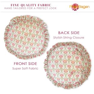 Round Polyester Linen Floral Design Cushion <b>Covers</b> with Frills for <b>Sofa</b> Living Room and Boutique Home Furnishing - Product Image 4
