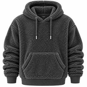 Sweat-shirt à capuche en molleton gris foncé pour homme, coupe ample, décontracté, pour l'hiver, avec poche, anti-boulochage, par KALEEM QUALITY WEAR - Product Image 1
