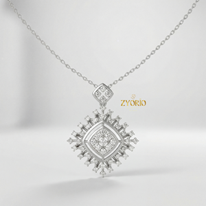 Colgante de Diamante Geométrico Cultivado en Laboratorio en Oro Rosa, Cadena de Eslabones Chapada en Oro Rosa, Diseño Elegante y Sostenible, Lujo Moderno para Compromiso - Product Image 3