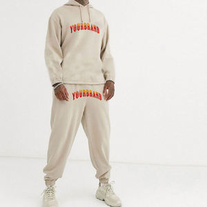 Men's Custom Pullover Hoodie & Sweatpants Regular Fit 100% Cotton Terry Sweatsuits Windproof Printed Logo Men's Hoodie & Joggers - Product Image 1
