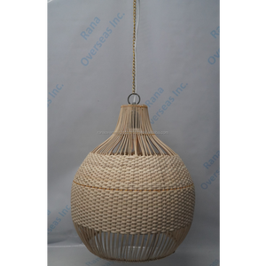 Lámpara Colgante de Techo Hecha a Mano con Mimbre de Ratán, Textura de Hierba Marina y Yute, para Decoración del Hogar - Product Image 6