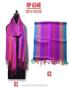 2024 Stylish Newest Custom Printed 100% Viscose Jacquard Color Blocked Design Sustainable Other <b>Scarves</b> Shawl Hijab <b>for</b> <b>Women</b> - Product Image 2