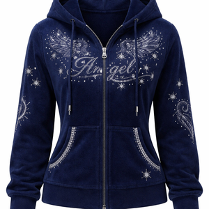 Sudadera con capucha y cremallera con pedrería personalizada al por mayor para mujer - Fabricante y proveedor directo de fábrica - Product Image 1