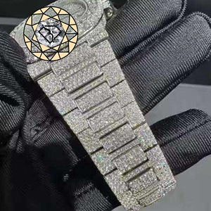 Reloj de lujo para hombre, completamente cubierto de diamantes moissanita VVS1, caja con bisel de diamantes, correa de acero inoxidable. - Product Image 5