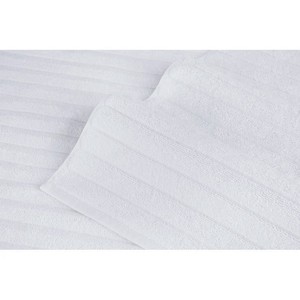 Tapis de bain rectangulaire moderne en microfibre blanche, antidérapant avec dos en caoutchouc, bord festonné réversible, lavable en machine pour la maison et l'hôtel - Product Image 3