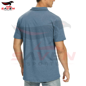 Camisa Polo de Manga Corta Azul para Hombre, Transpirable, de Color Sólido, Producto de la Mejor Calidad, para Uso Casual - Product Image 2