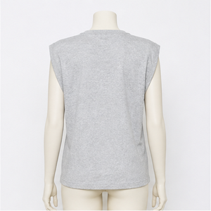 Women's Minimalist <b>Cap</b> <b>Sleeve</b> Cotton Crew Neck <b>Top</b> - Product Image 5