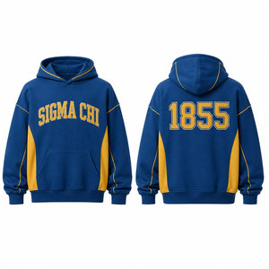 Sweat à capuche en molleton bleu or Sigma Chi 1855 pour homme, décontracté, avec poches, coupe classique, streetwear d'automne - Product Image 1
