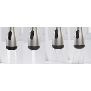 Grifo de Cocina Comercial de 3 Orificios con Rociador Extraíble, 4 Modos de Rociado, Acabado Níquel Cepillado, Función de Bloqueo - Product Image 4