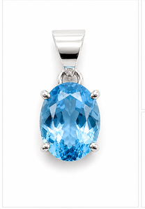 Blue Topaz Oval 925 Sterling Silver Pendant, Faceted Blue Gemstone Pendant, December Birthstone <b>Necklace</b> - Product Image 3