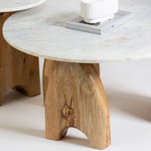 Mesa de Centro Vandana Zenova Aureo con Tapa de Mármol para Sala de Estar Moderna y Decoración Contemporánea - Product Image 6