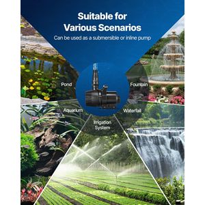 Pompa Sommergibile 280W 4500GPH, Altezza di Sollevamento 16.4 ft, Regolazione Direzione Flusso 180° per Acquari e Accessori - Product Image 6