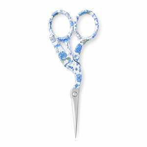 DIY Blue Floral Embroidery <b>Scissors</b> 4.5 Inch Stainless Steel Sharp Pointed Crane Fabric/<b>Sewing</b> Shears - Product Image 1