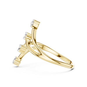 Bague pour femme en or jaune 14 carats avec diamant de laboratoire certifié IGI, taille brillant, couleur F, clarté VS1, 1,00 carat, design classique bypass - Product Image 2