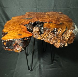Phoenix Burl Wood <b>Coffee</b> <b>Table</b> – Handcrafted Live Edge Rustic Wood Slab <b>Table</b> with Hairpin Legs Rustic <b>Coffee</b> <b>Table</b> Irregular - Product Image 1